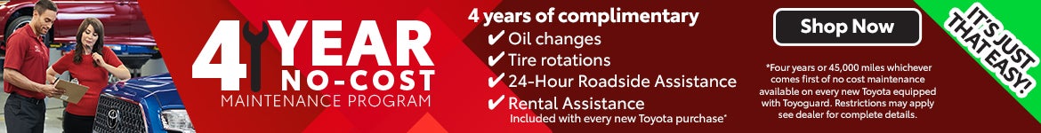 4 Year No-Cost Maintenance Program at Springhill Toyota in Mobile, AL
